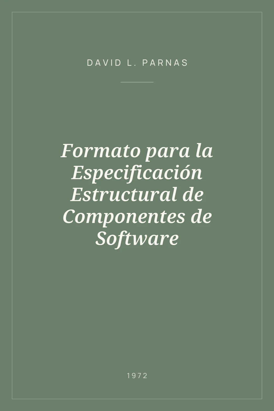 Portada de Formato para la Especificación Estructural de Componentes de Software