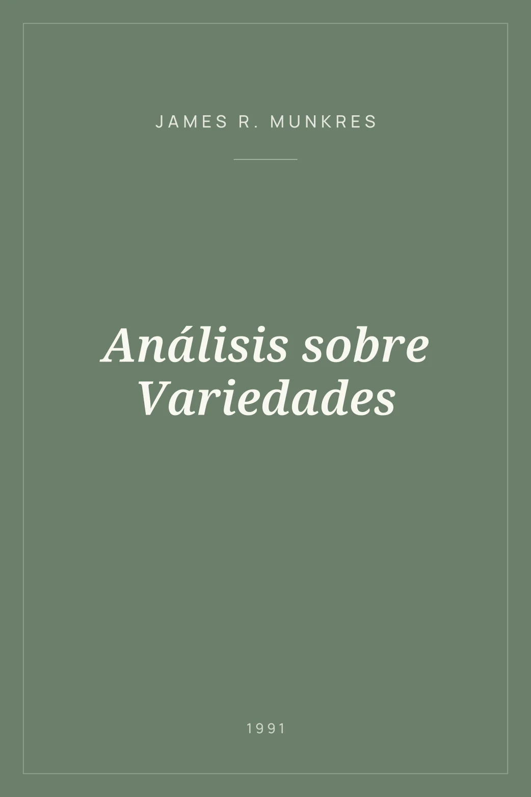 Portada de Análisis sobre Variedades