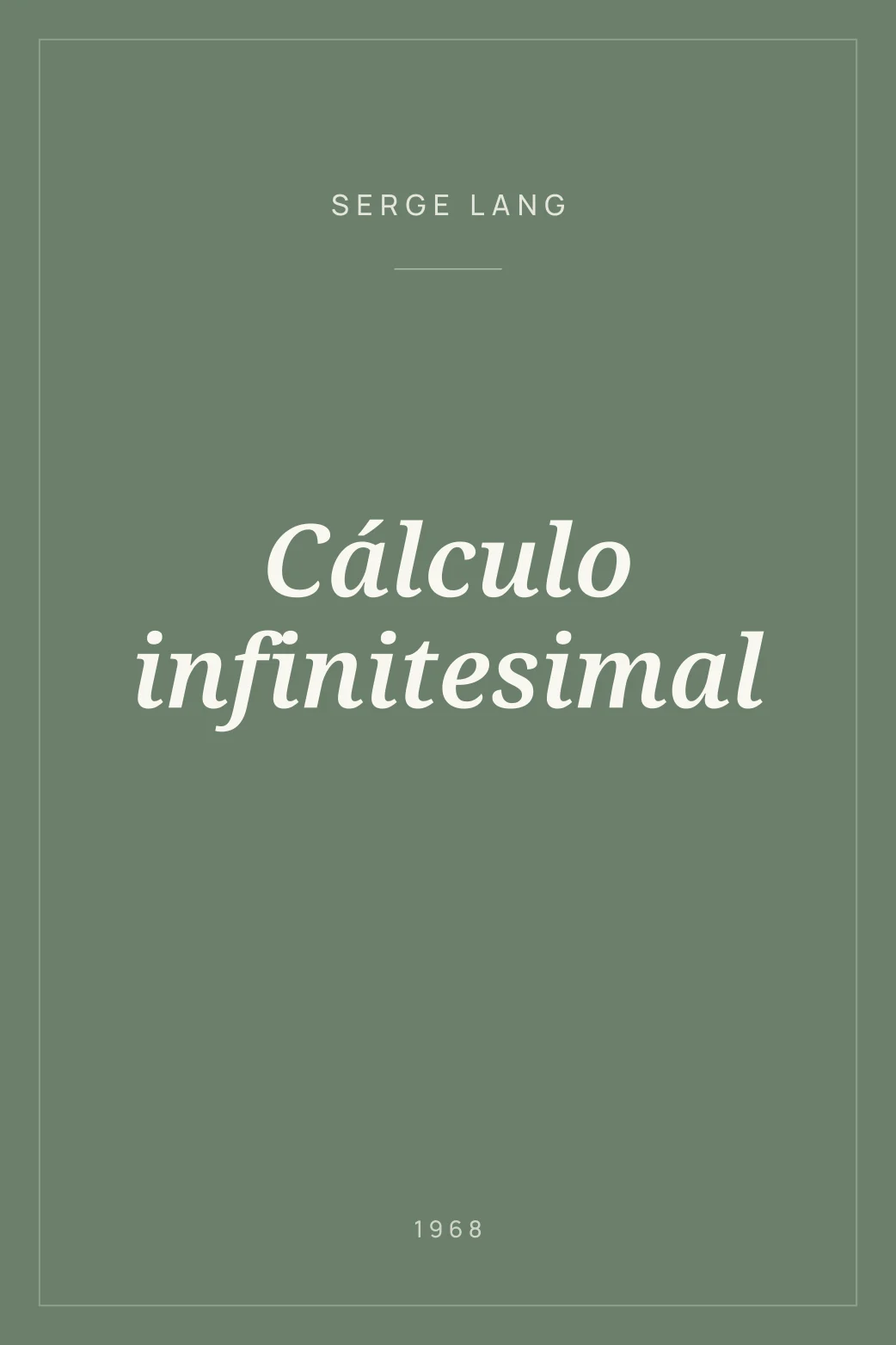 Portada de Cálculo infinitesimal