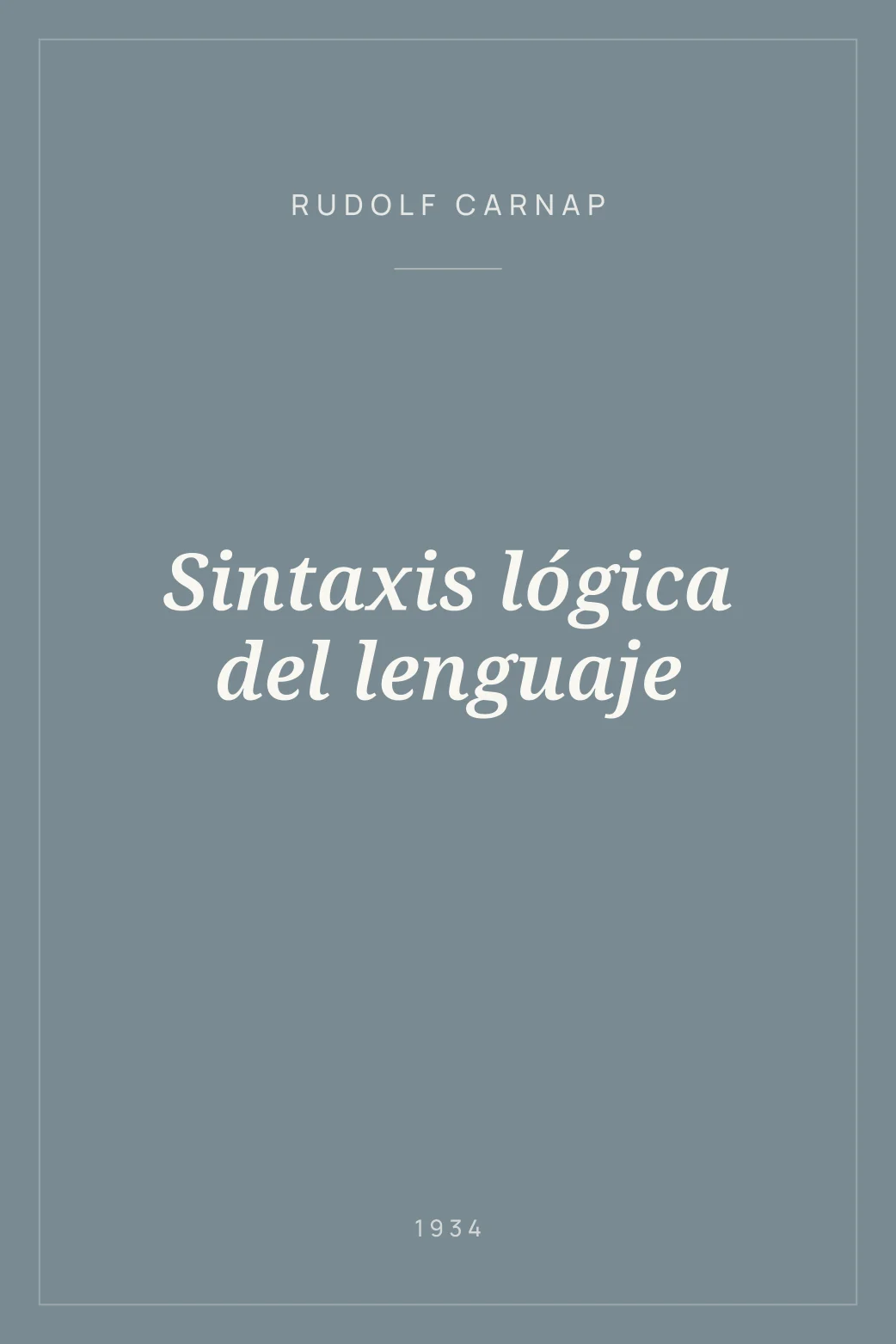 Portada de Sintaxis lógica del lenguaje