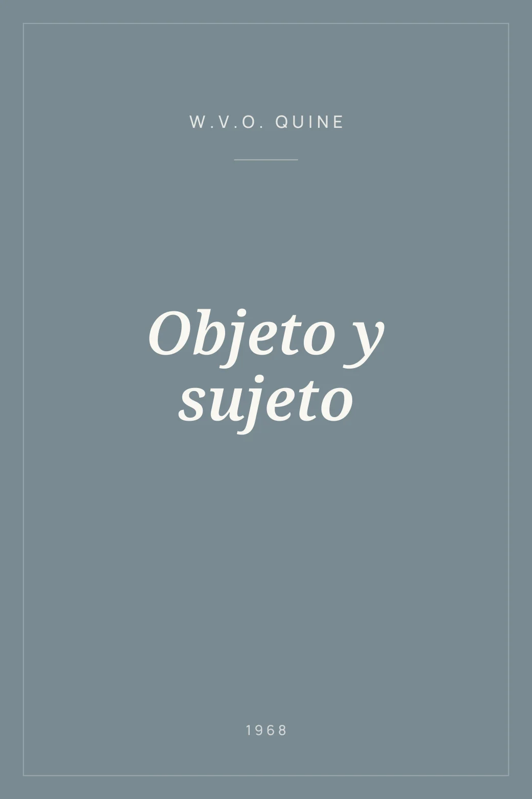 Portada de Objeto y sujeto