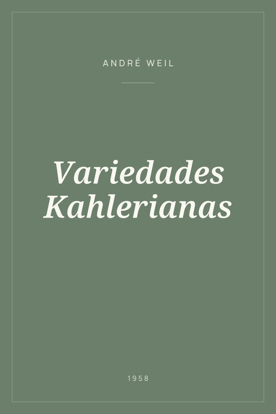 Portada de Variedades Kahlerianas