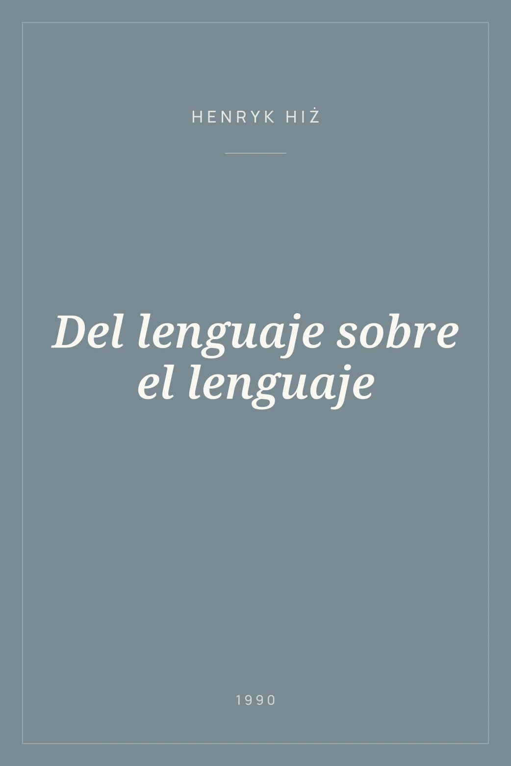 Portada de Del lenguaje sobre el lenguaje