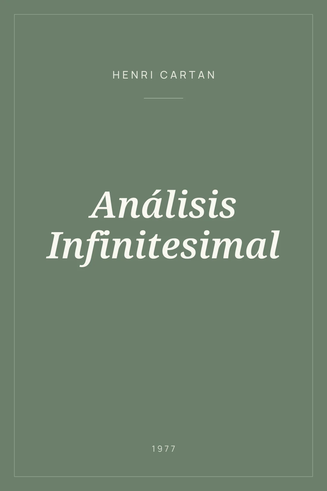 Portada de Análisis Infinitesimal