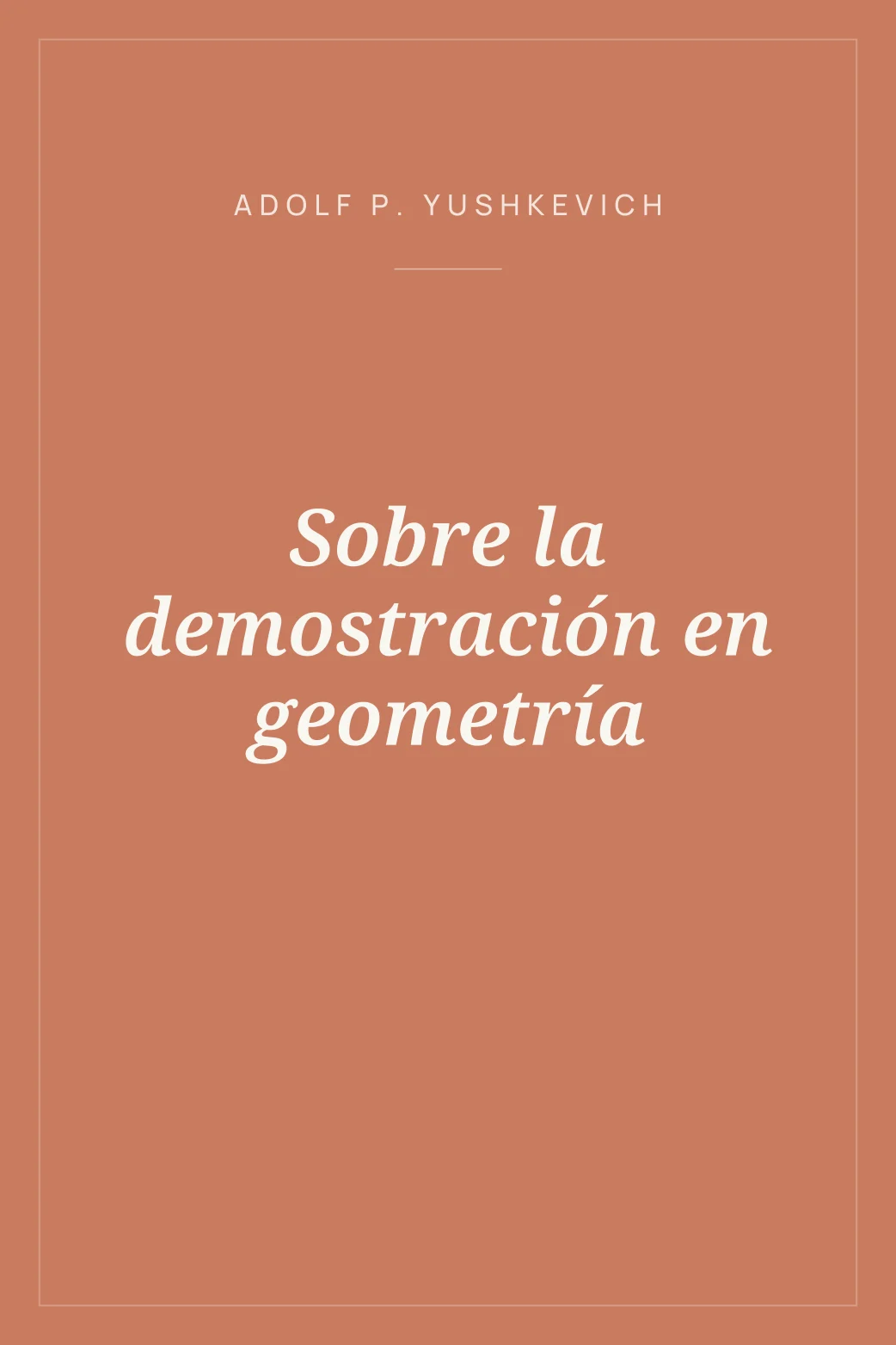Portada de Sobre la demostración en geometría