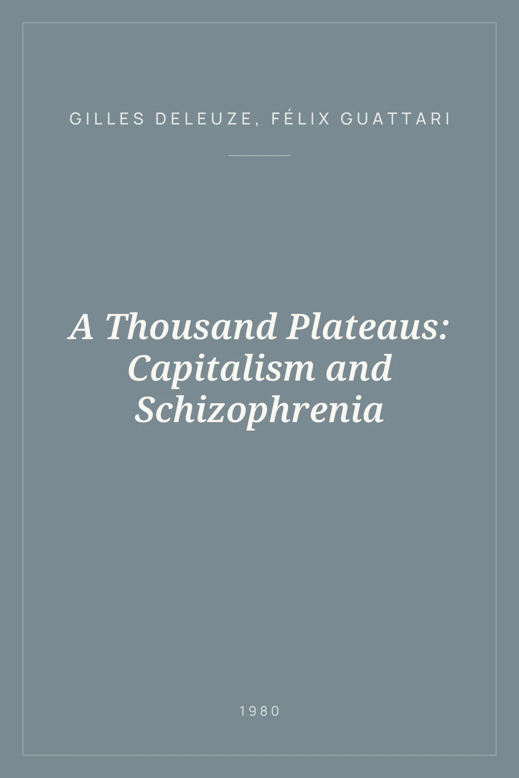 Portada de A Thousand Plateaus: Capitalism and Schizophrenia