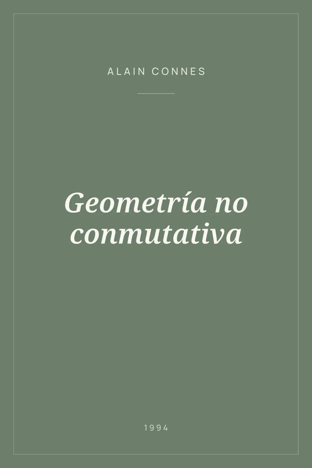 Portada de Geometría no conmutativa