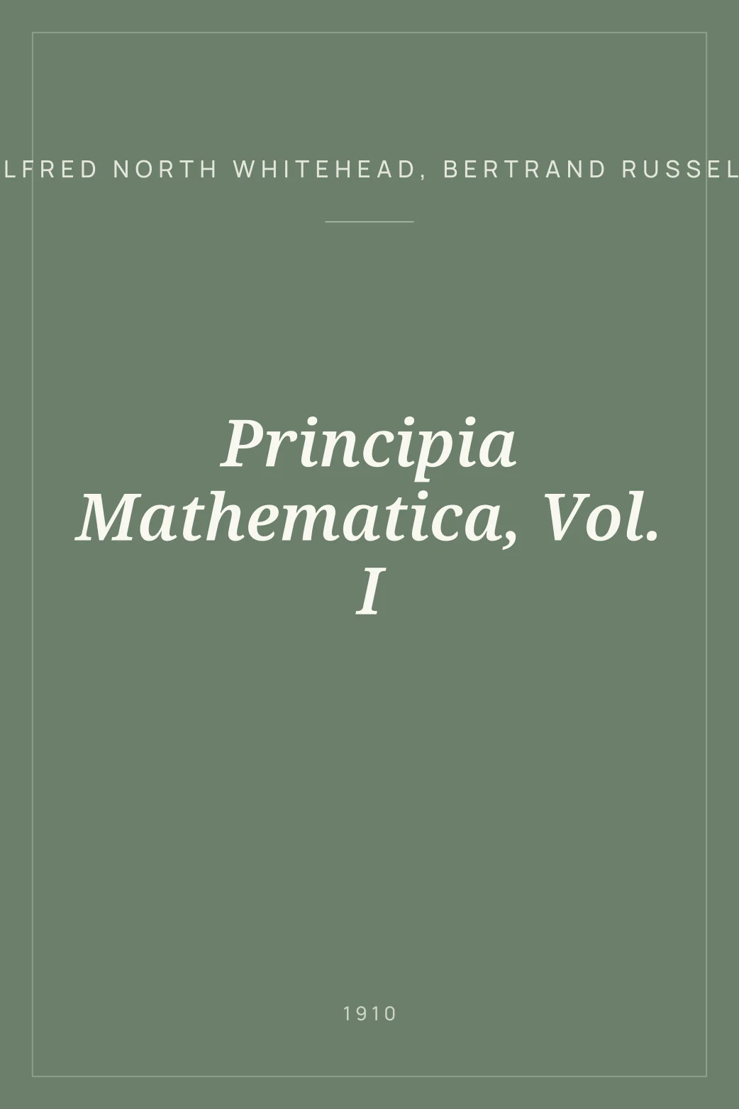 Portada de Principia Mathematica, Vol. I