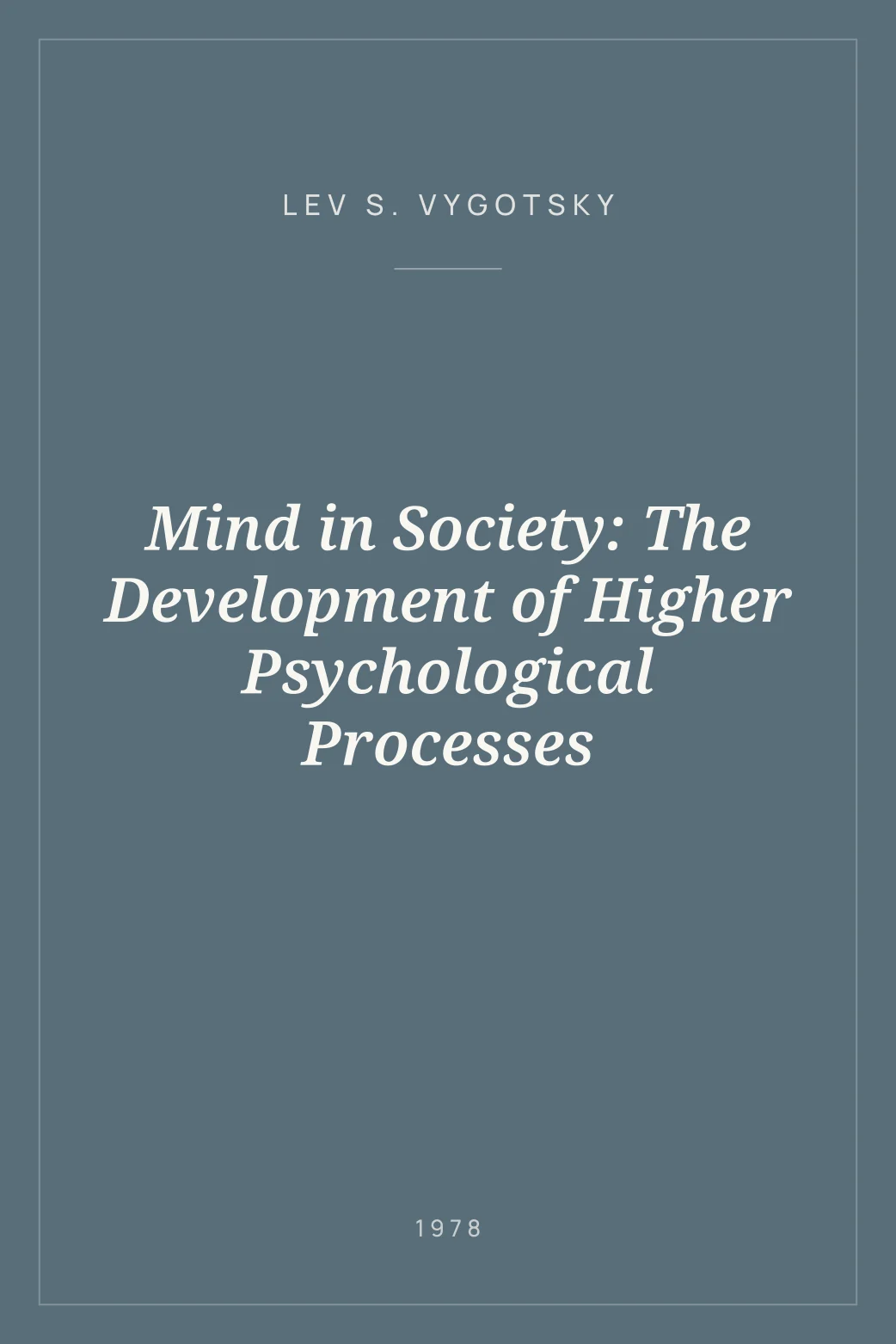 Portada de Mind in Society: The Development of Higher Psychological Processes
