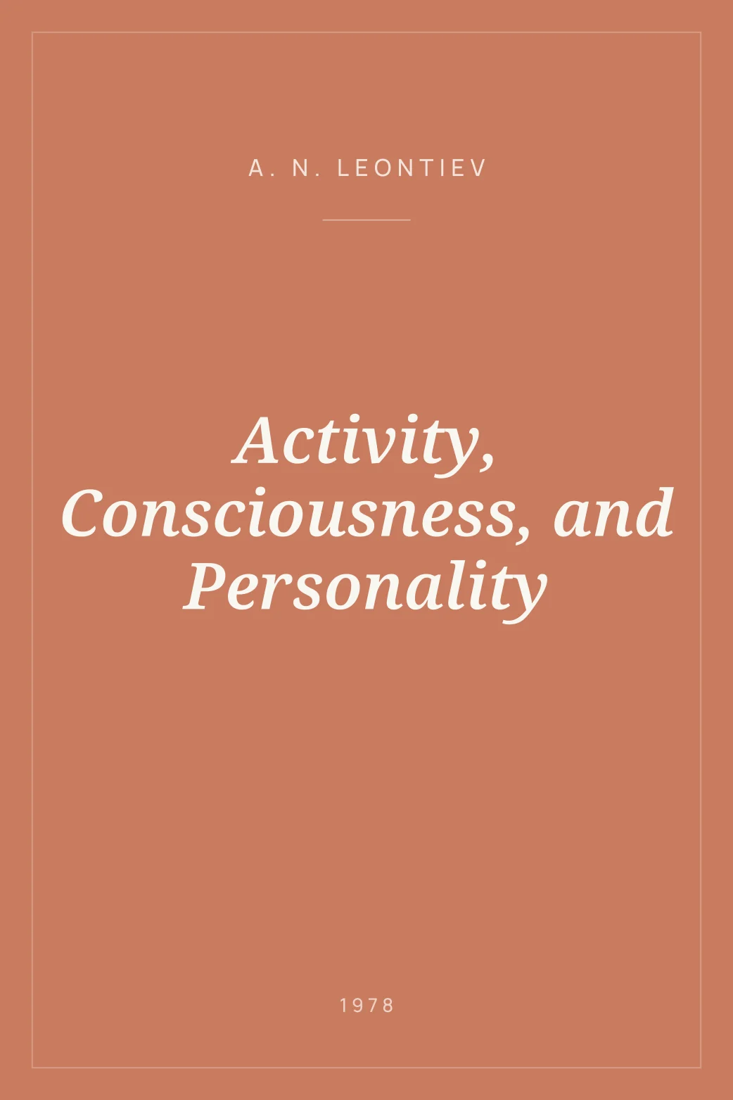 Portada de Activity, Consciousness, and Personality