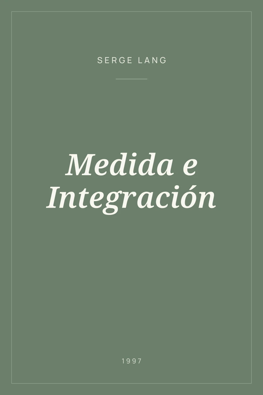 Portada de Medida e Integración