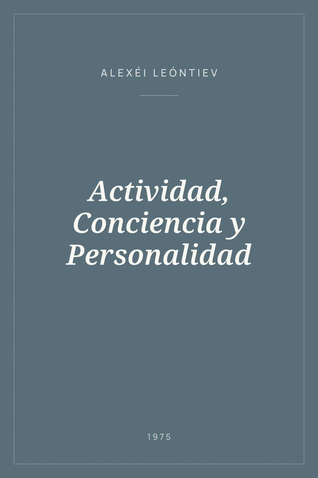 Portada de Actividad, Conciencia y Personalidad