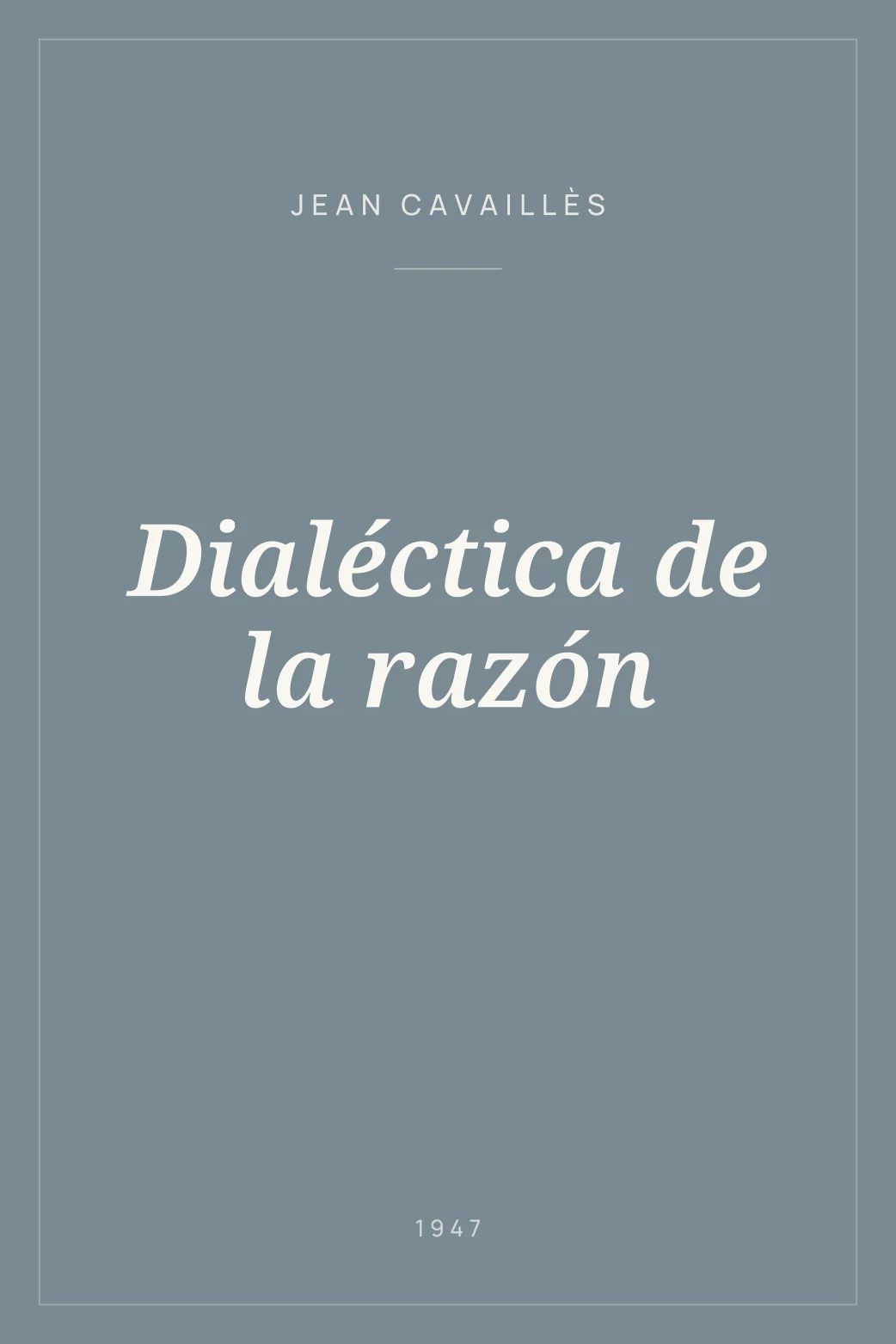 Portada de Dialéctica de la razón