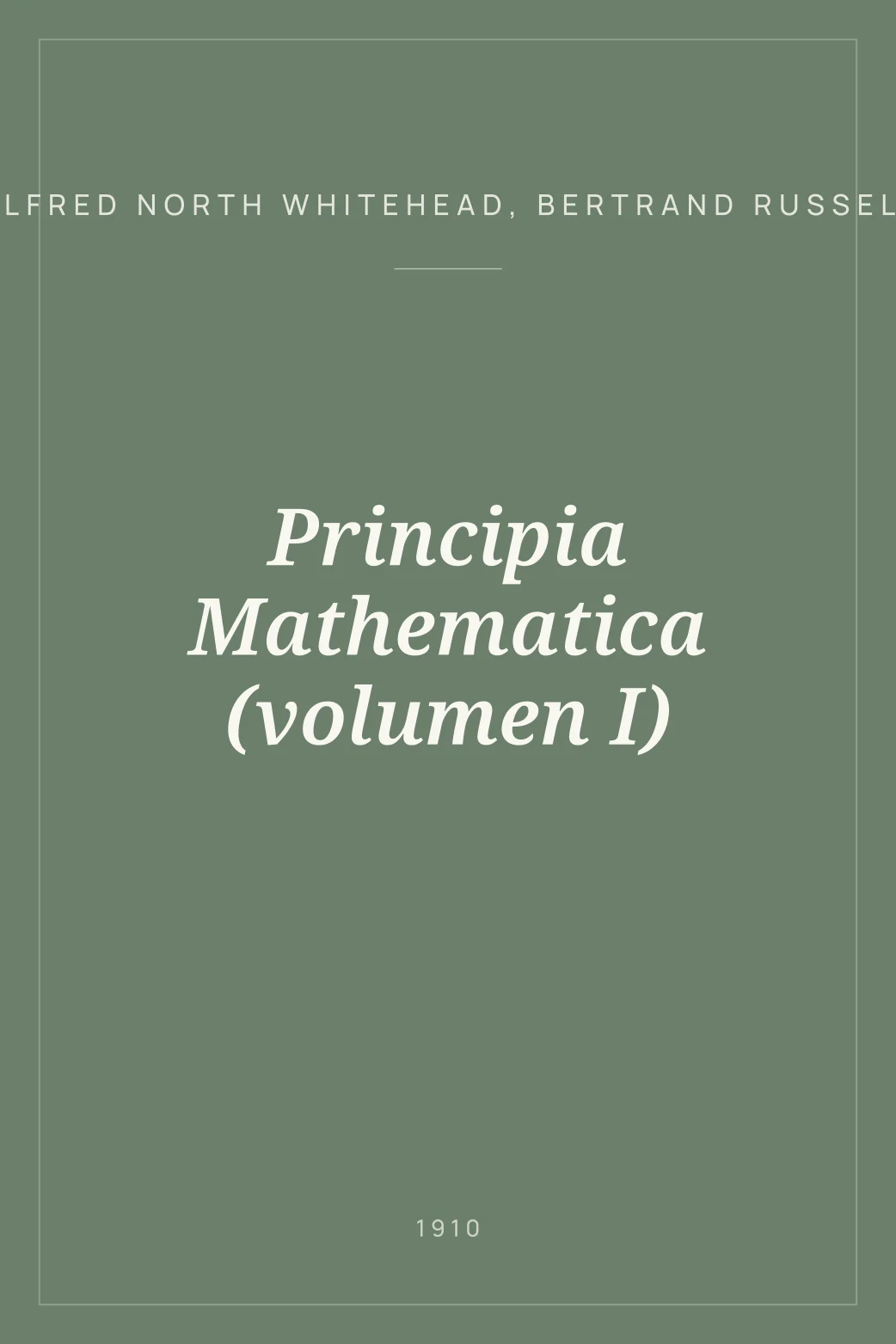 Portada de Principia Mathematica (volumen I)