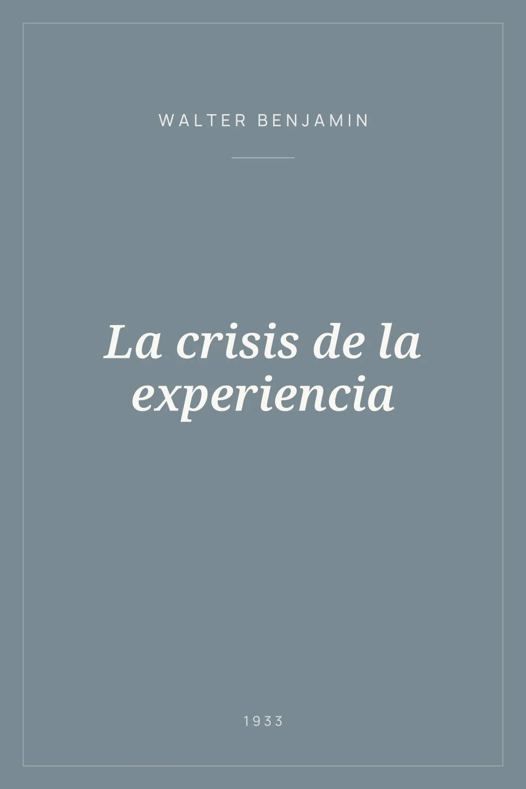 Portada de La crisis de la experiencia