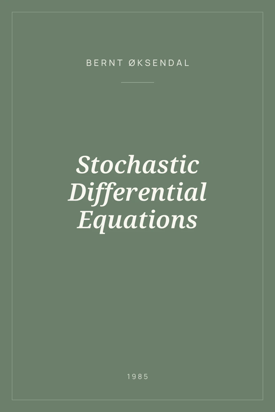 Portada de Stochastic Differential Equations