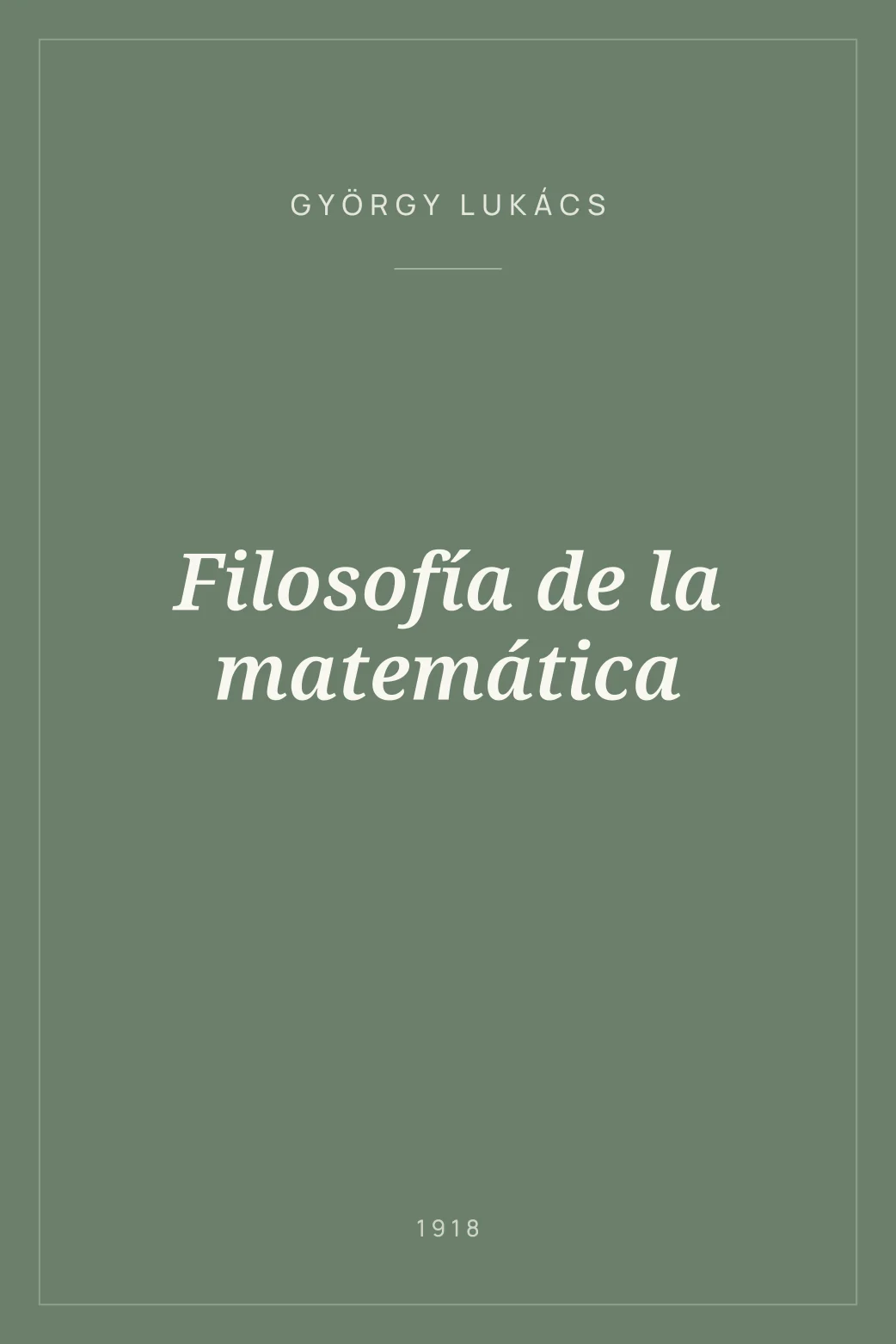 Portada de Filosofía de la matemática