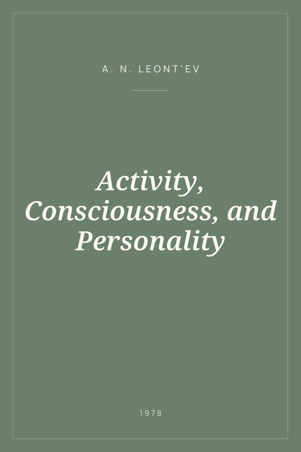 Portada de Activity, Consciousness, and Personality