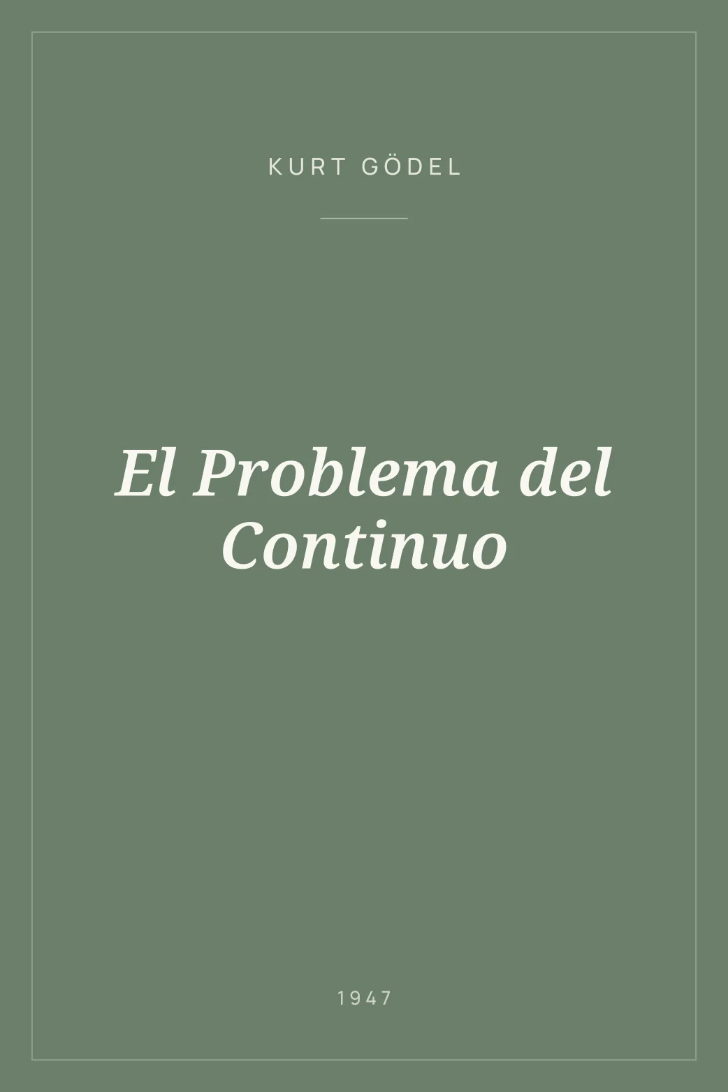 Portada de El Problema del Continuo