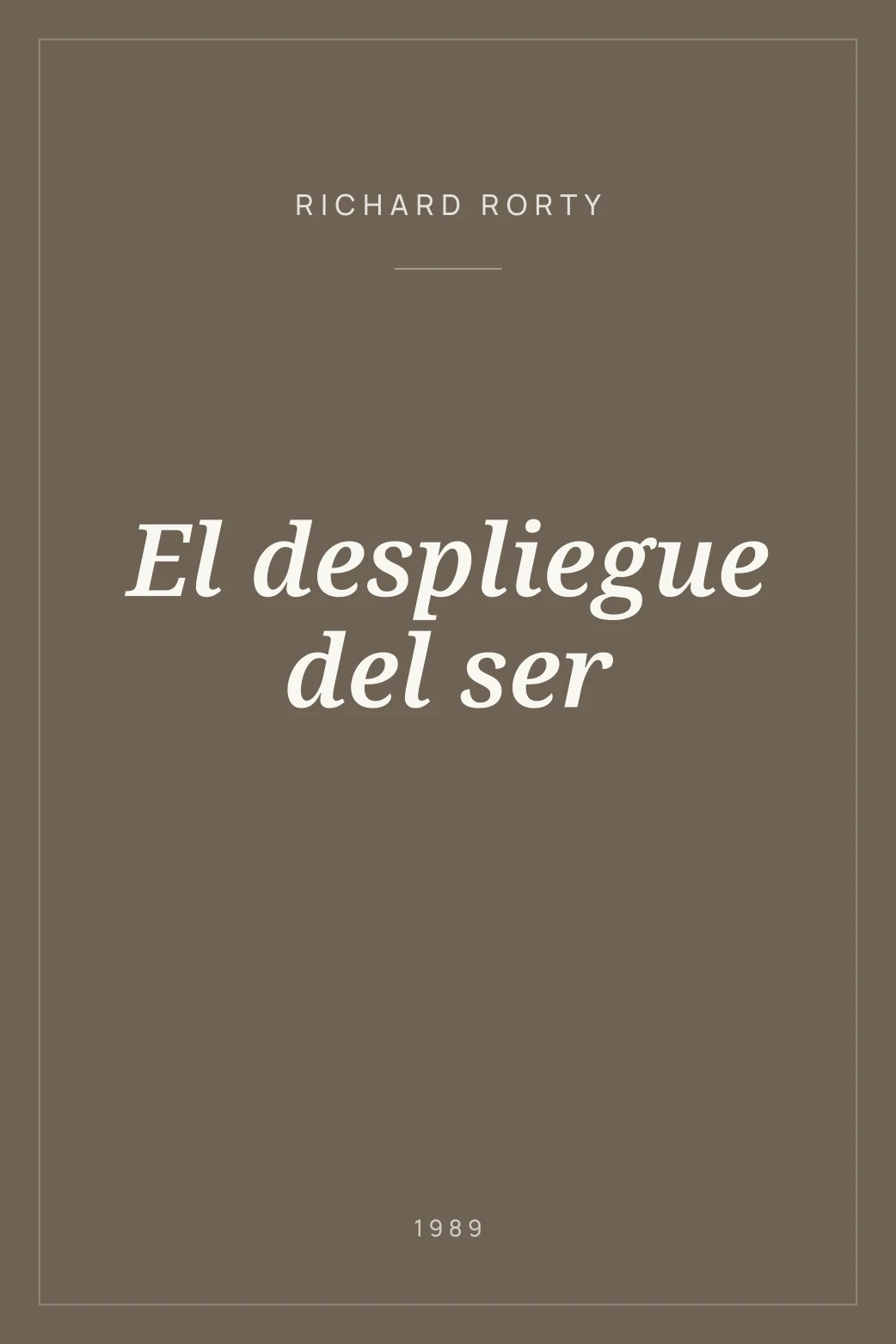 Portada de El despliegue del ser