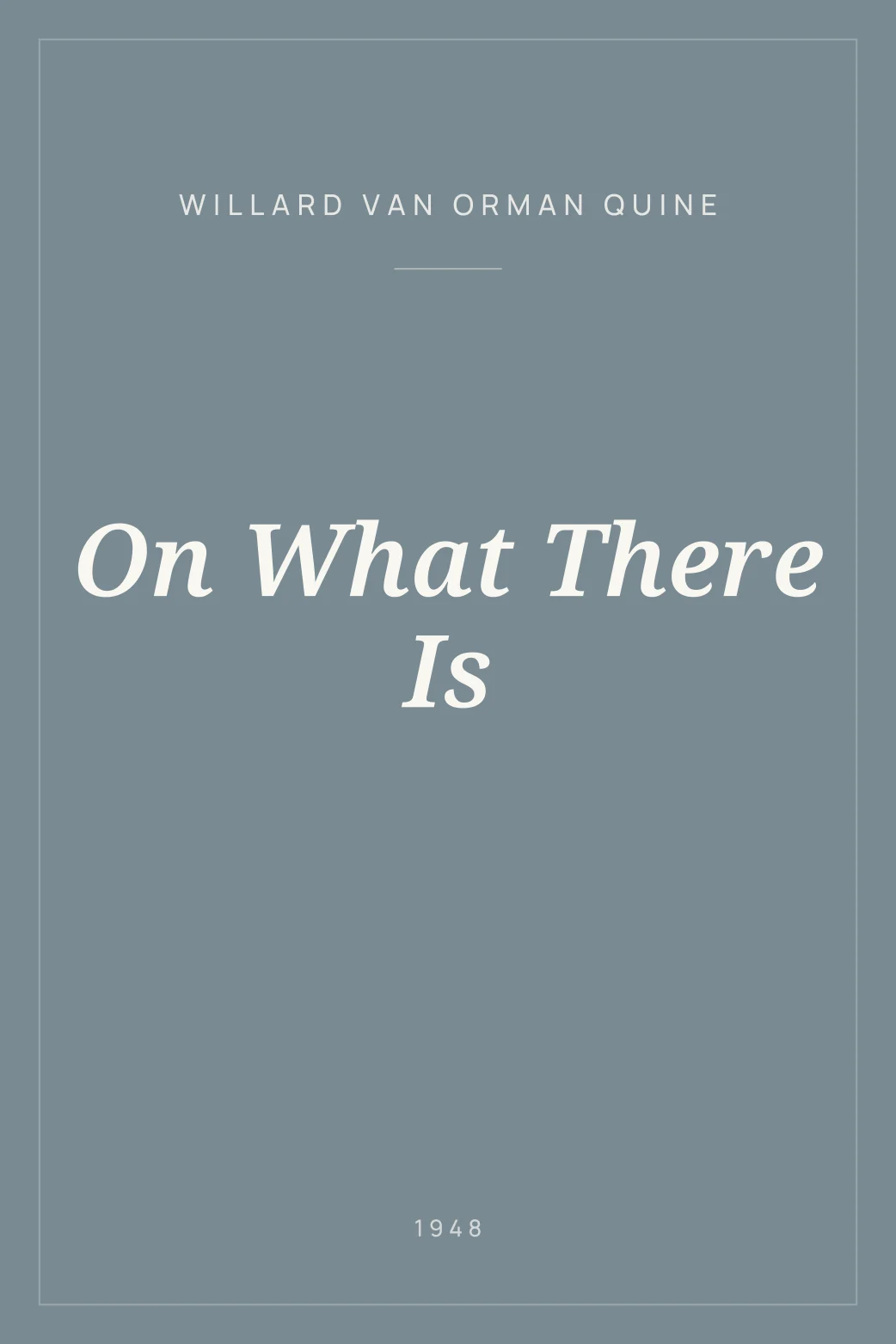 Portada de On What There Is