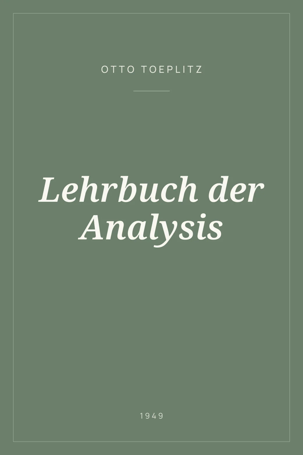 Portada de Lehrbuch der Analysis