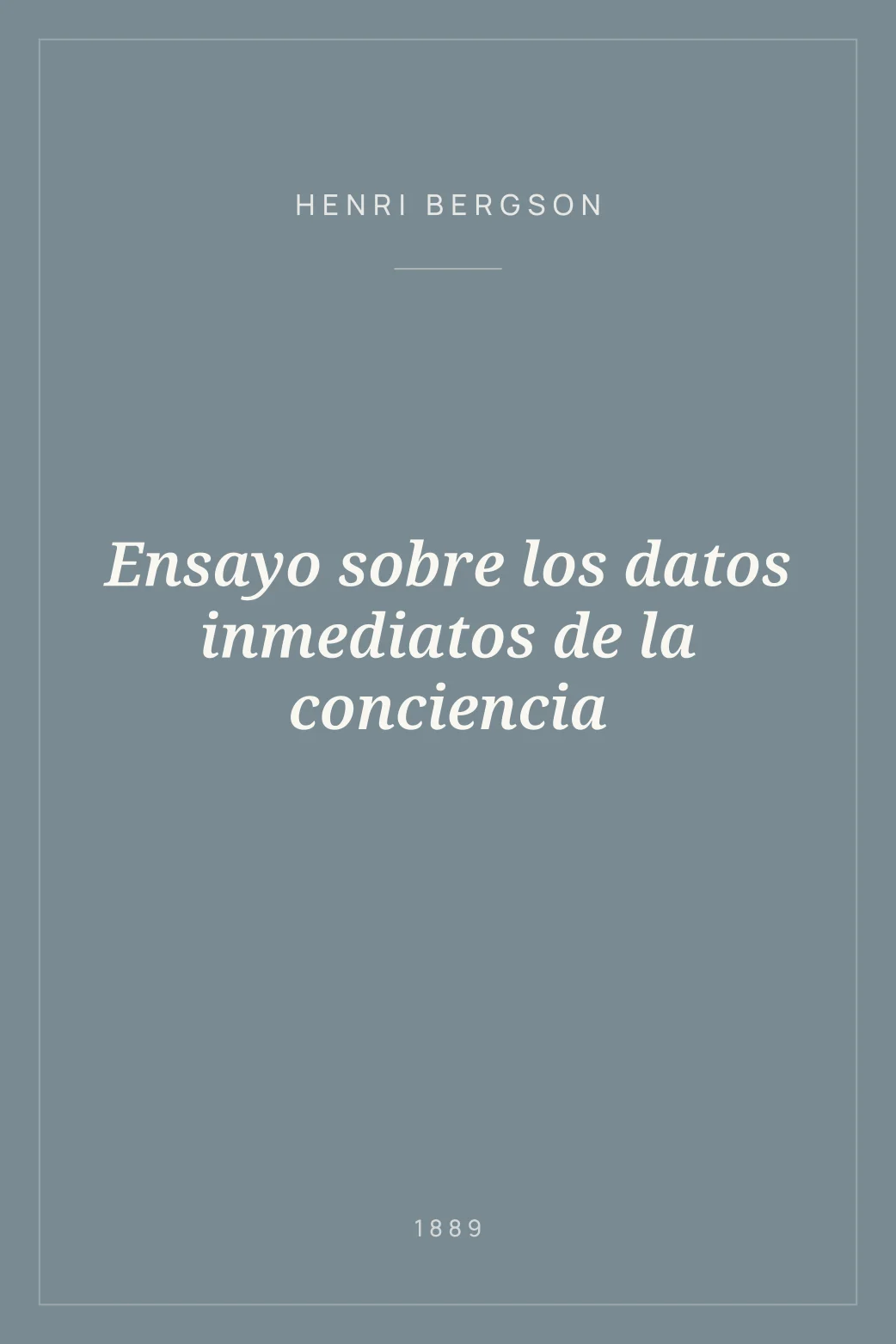 Portada de Ensayo sobre los datos inmediatos de la conciencia