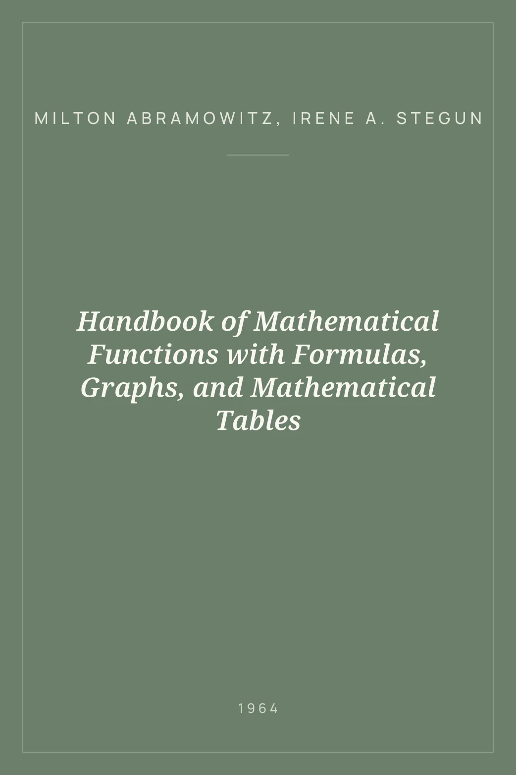 Portada de Handbook of Mathematical Functions with Formulas, Graphs, and Mathematical Tables