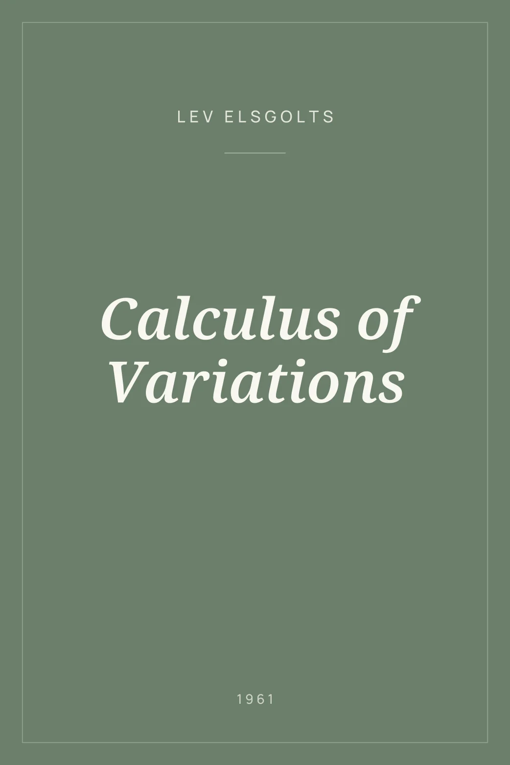 Portada de Calculus of Variations