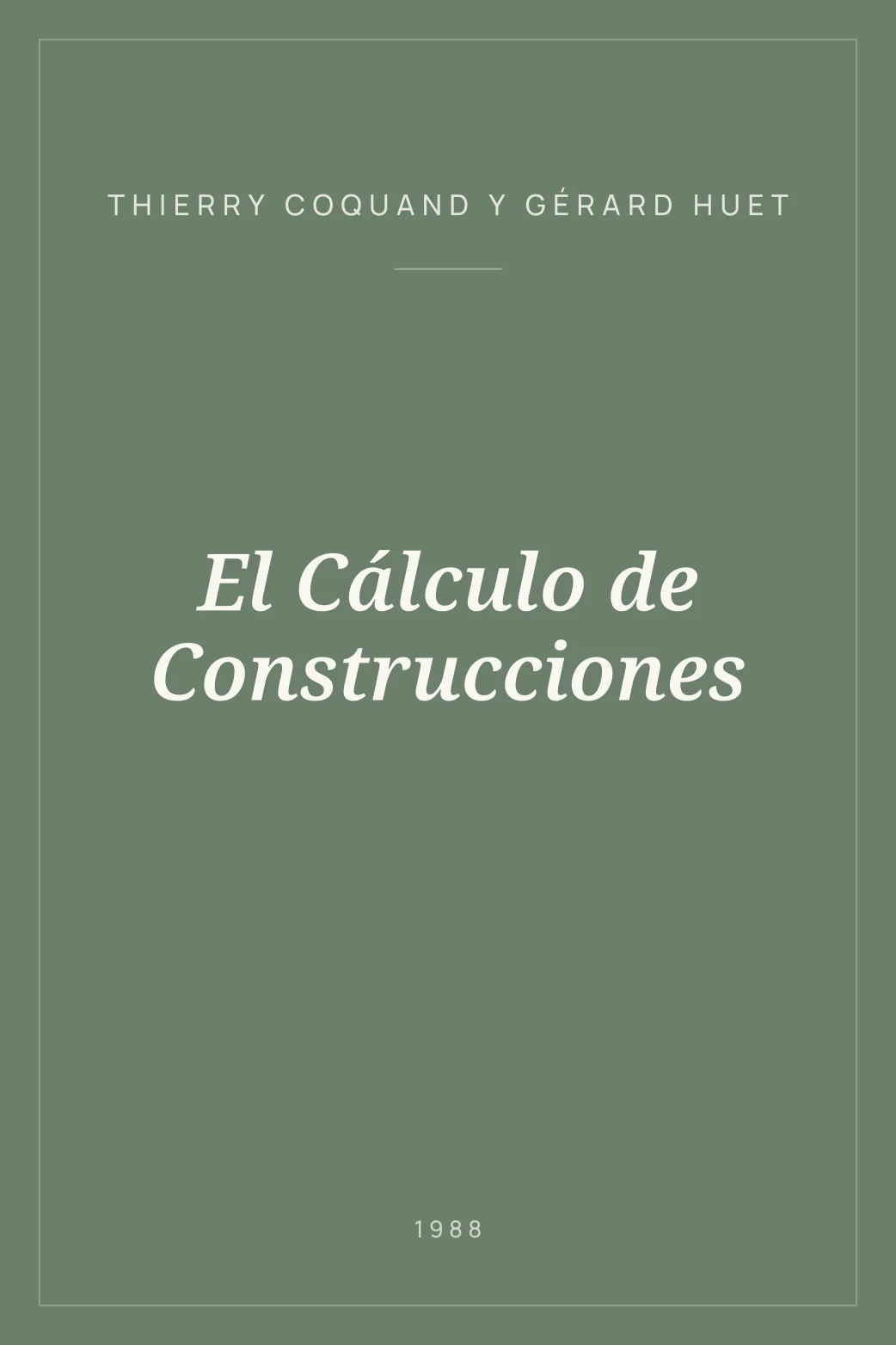 Portada de El Cálculo de Construcciones