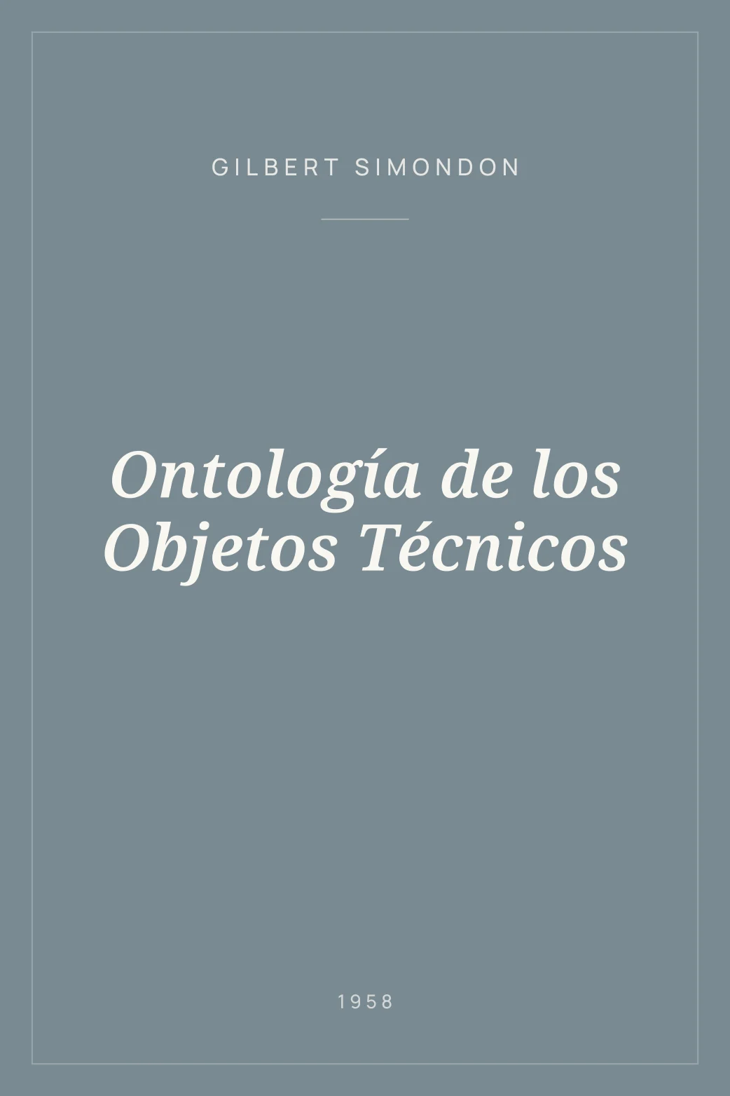 Portada de Ontología de los Objetos Técnicos