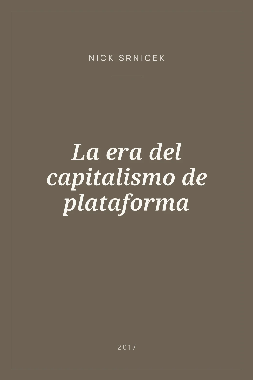 Portada de La era del capitalismo de plataforma