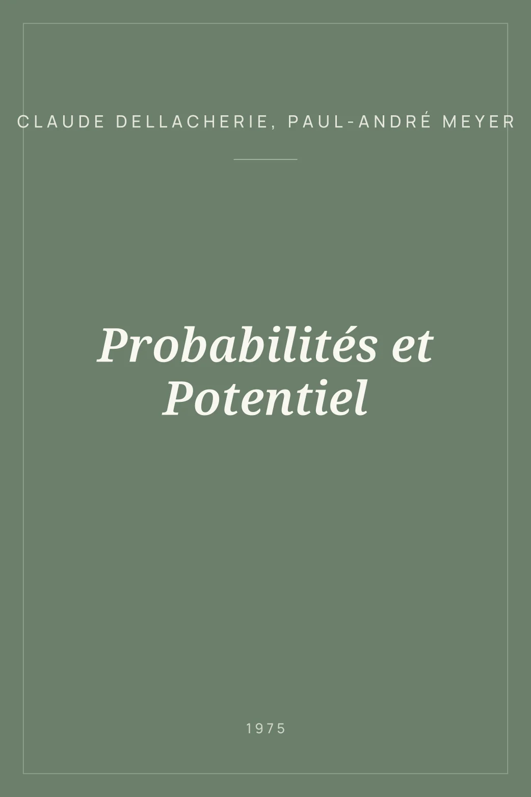 Portada de Probabilités et Potentiel