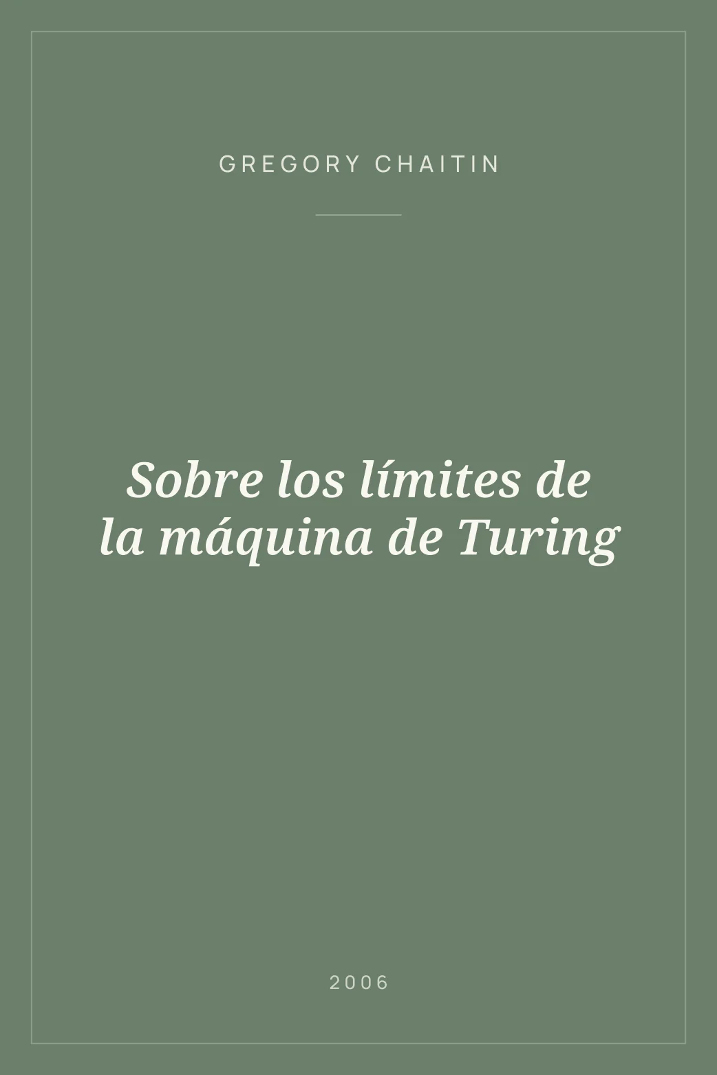 Portada de Sobre los límites de la máquina de Turing