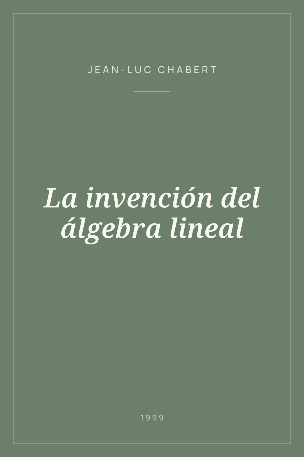 Portada de La invención del álgebra lineal