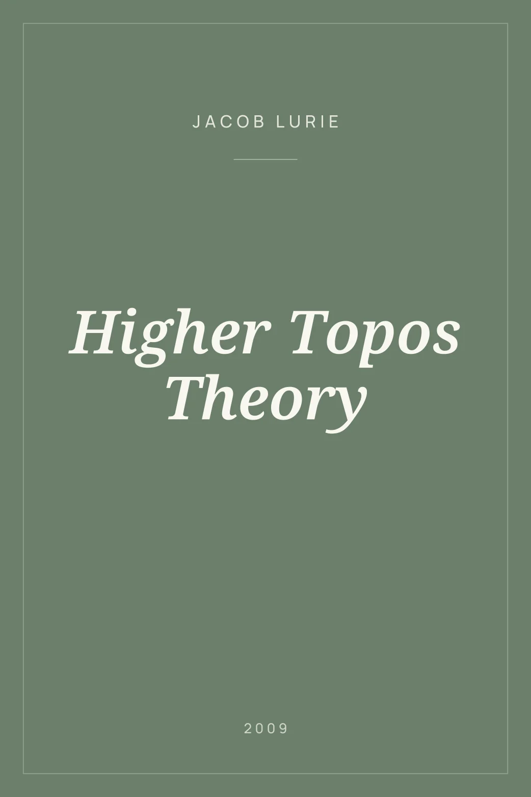 Portada de Higher Topos Theory