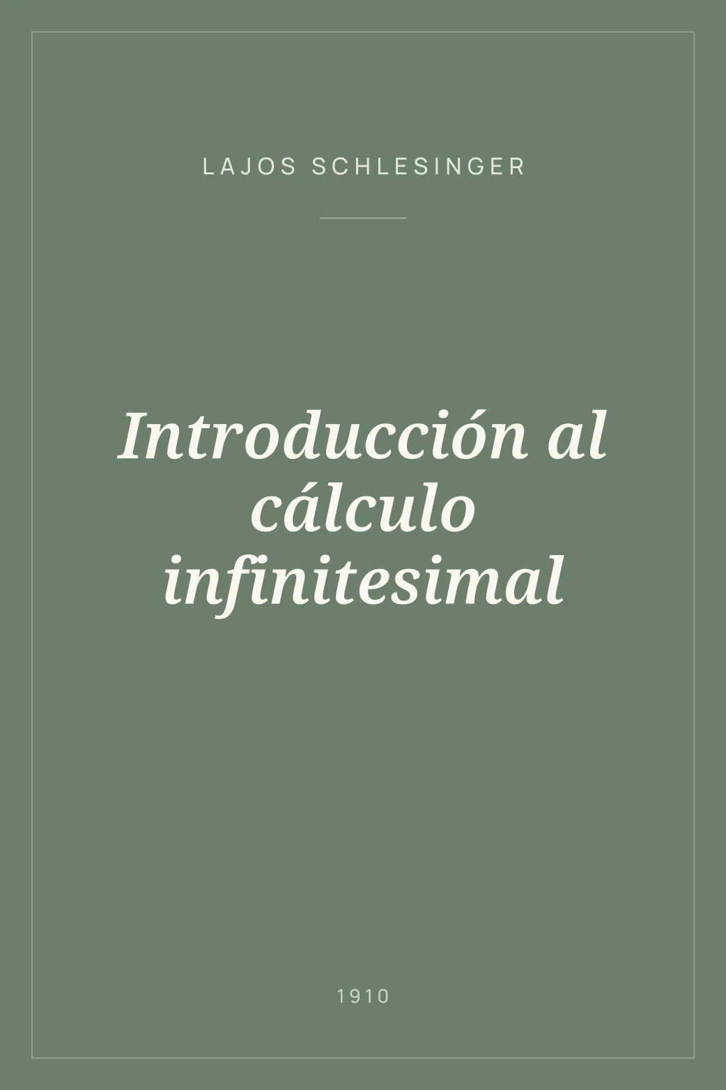 Portada de Introducción al cálculo infinitesimal