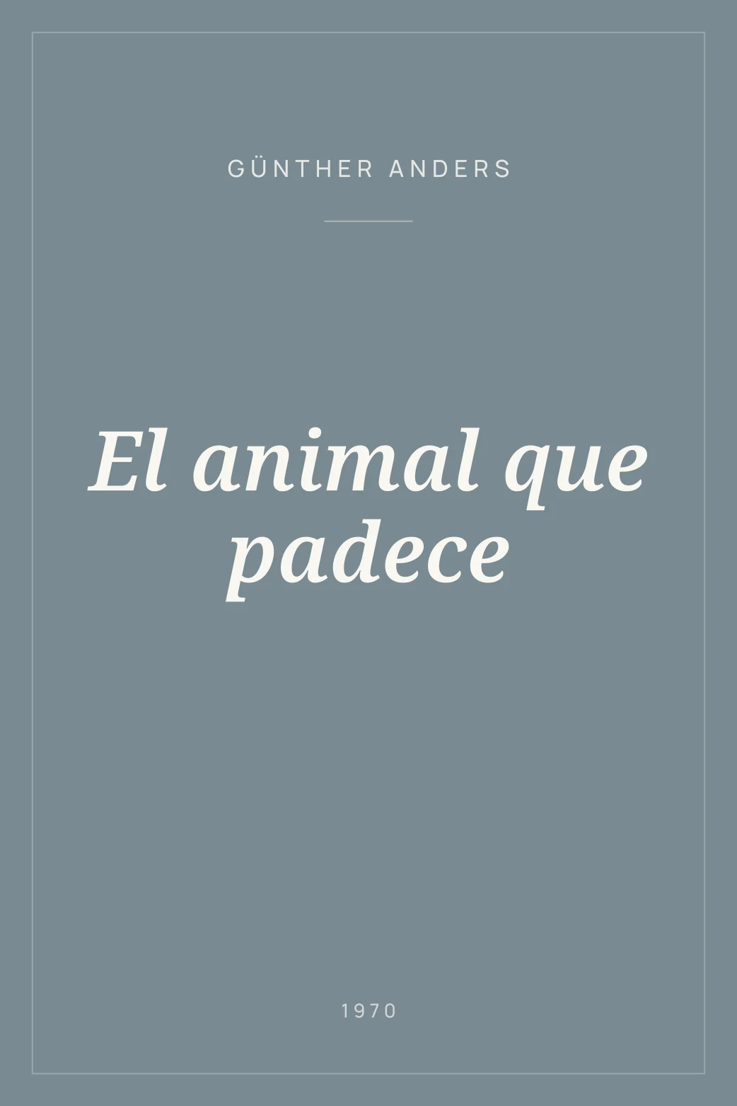 Portada de El animal que padece