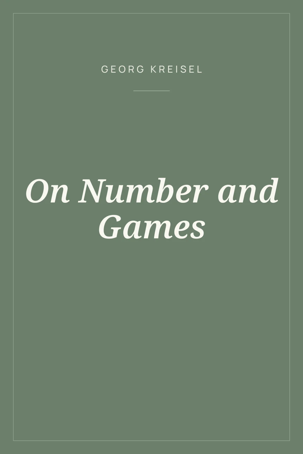 Portada de On Number and Games
