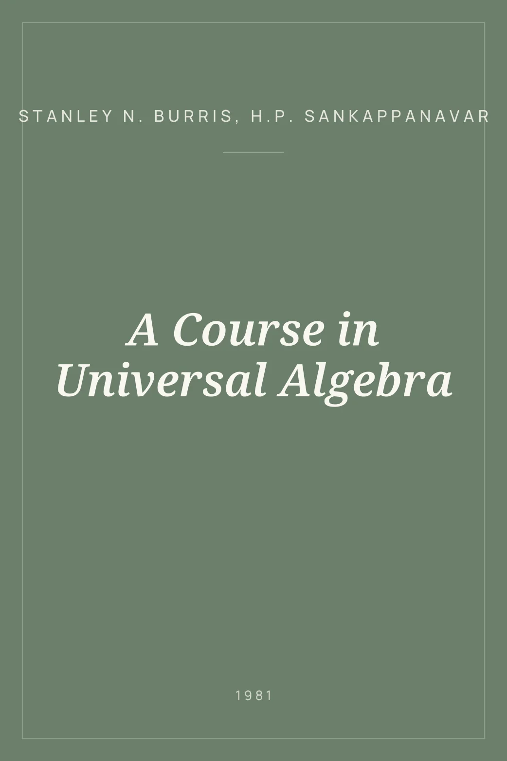 Portada de A Course in Universal Algebra