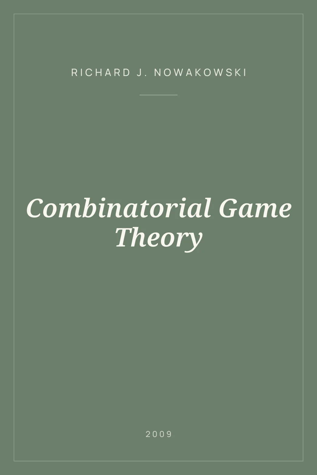 Portada de Combinatorial Game Theory
