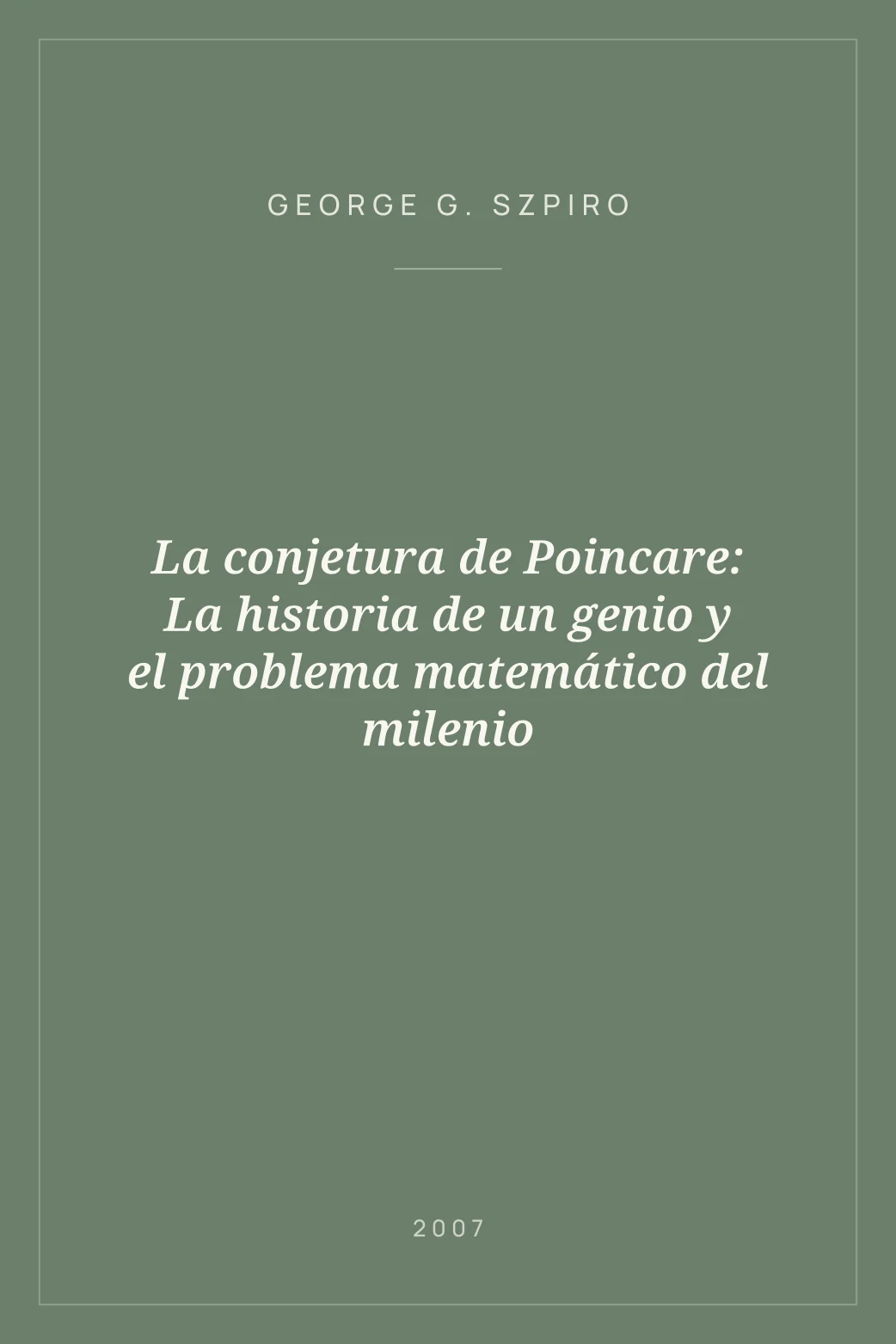 Portada de La conjetura de Poincare: La historia de un genio y el problema matemático del milenio