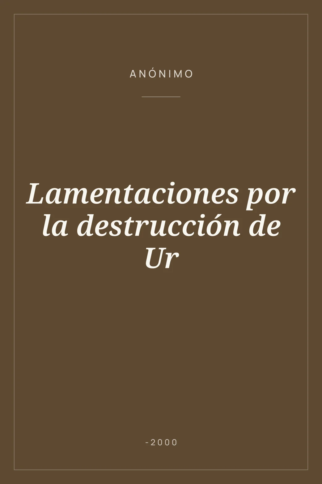 Portada de Lamentaciones por la destrucción de Ur