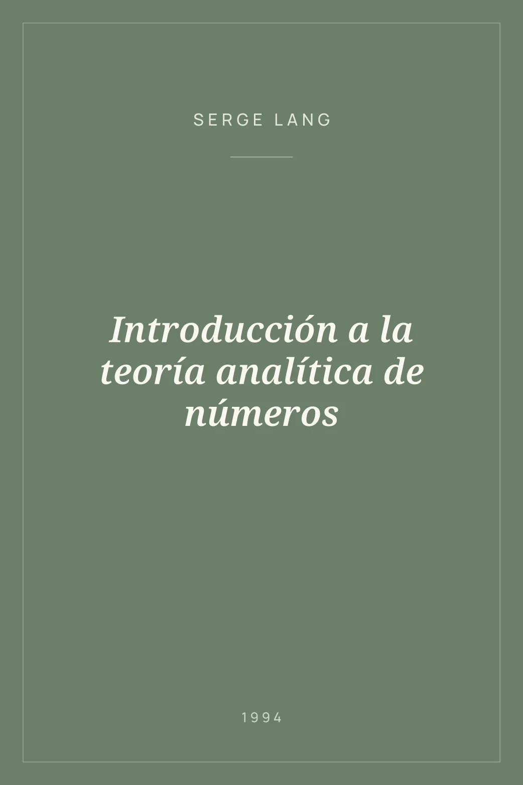 Portada de Introducción a la teoría analítica de números