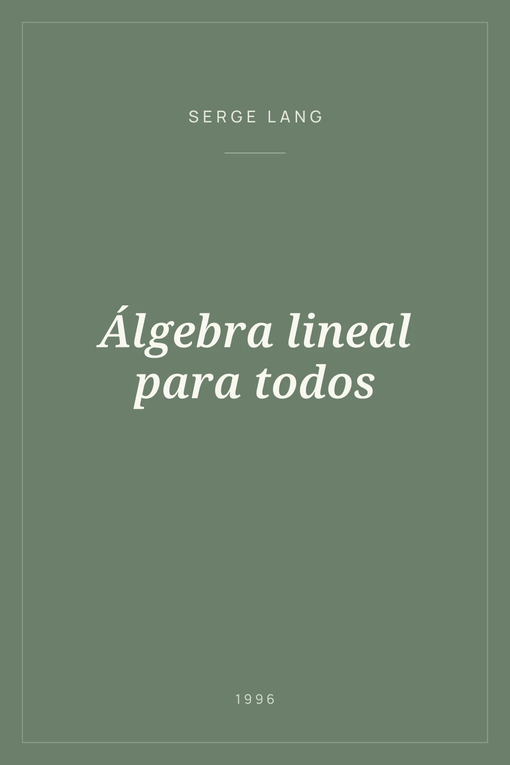 Portada de Álgebra lineal para todos