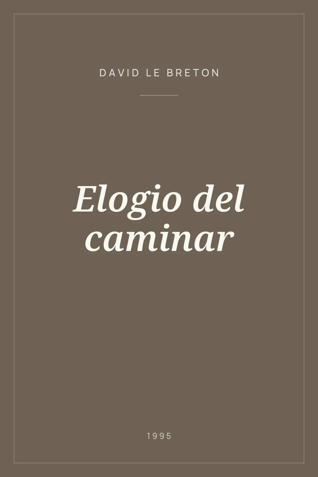Portada de Elogio del caminar