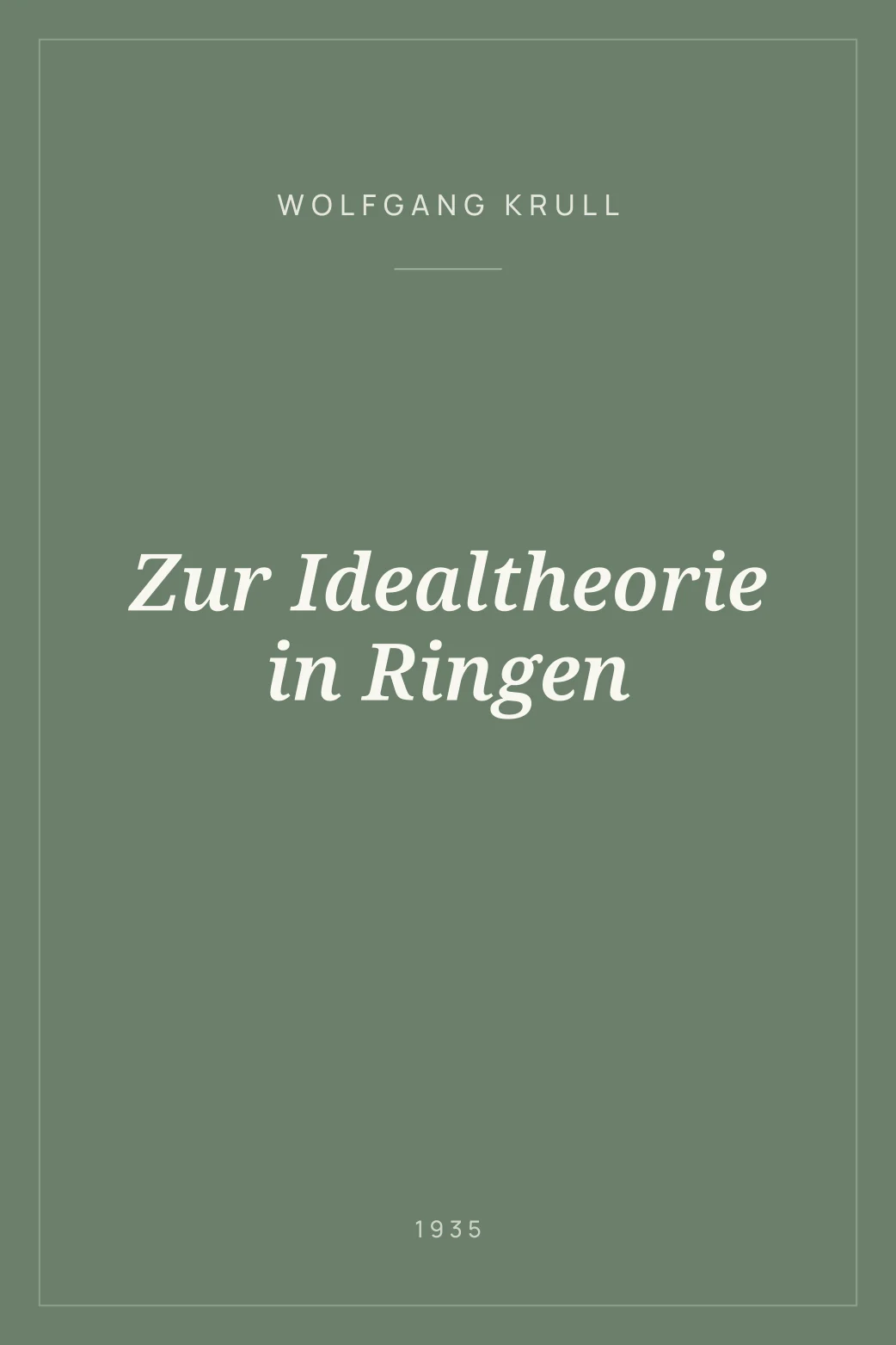 Portada de Zur Idealtheorie in Ringen