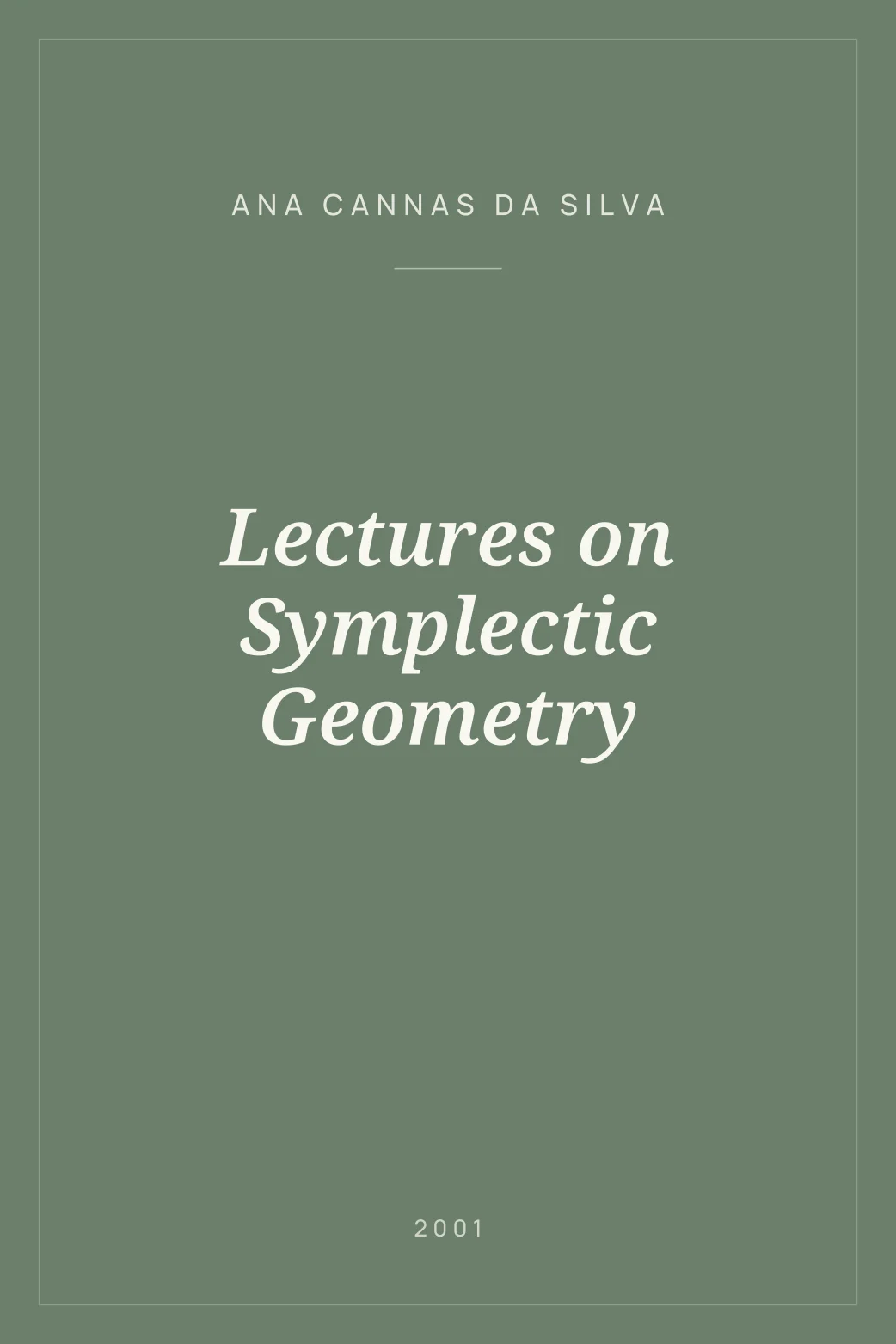 Portada de Lectures on Symplectic Geometry