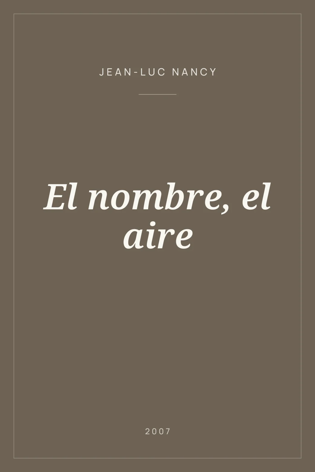 Portada de El nombre, el aire