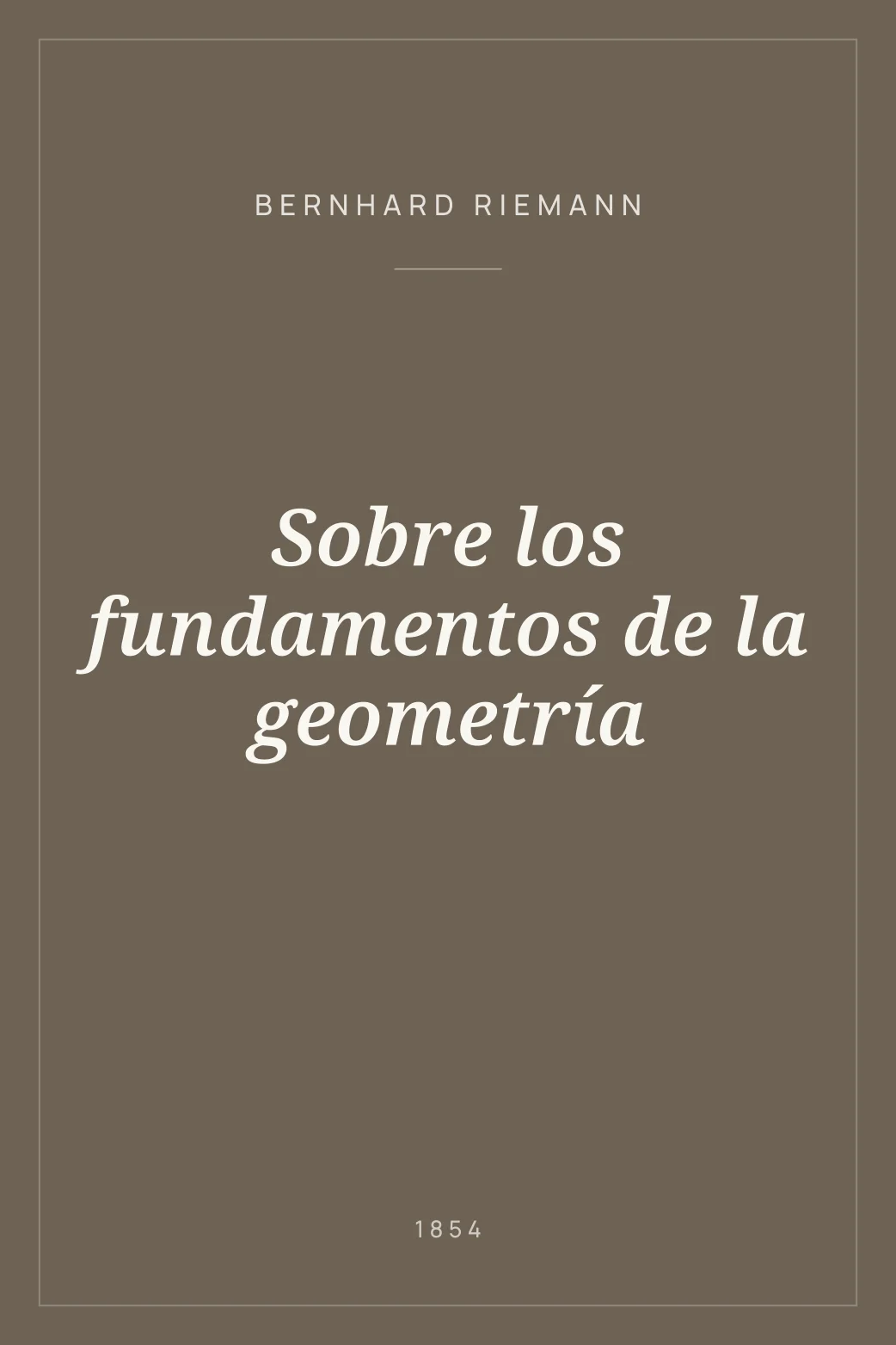 Portada de Sobre los fundamentos de la geometría